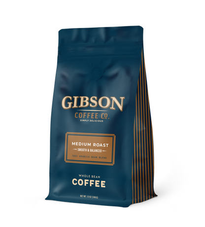 Medium Roast whole bean bag featuring cozy, small‑batch coffee with cocoa and caramel notes.